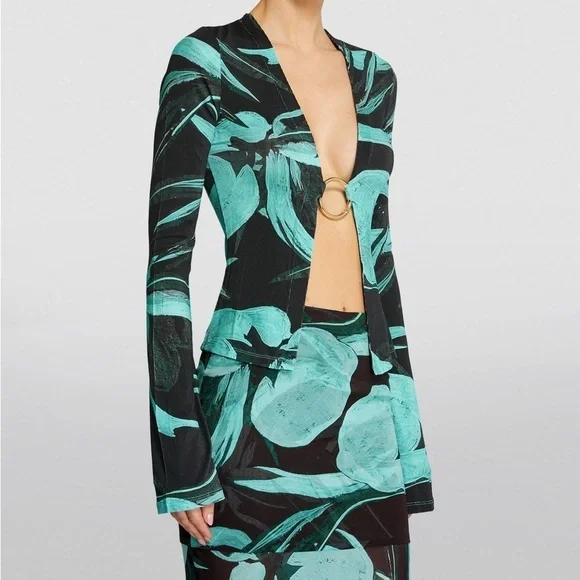 Louisa Ballou Cardigan Long Sleeve Ribbed Knit Y2K 90s Vintage Top Shirt Sz S - Picture 2 of 9